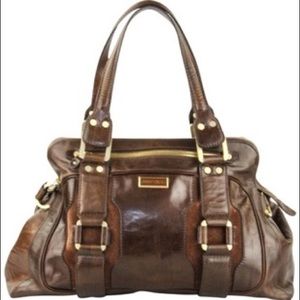 JIMMY CHOO BROWN LEATHER MALENA SATCHEL PRICE DROP